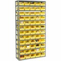 Global Industrial Steel Shelving with 60 4inH Plastic Shelf Bins Yellow, 36x12x72-13 Shelves 603440YL